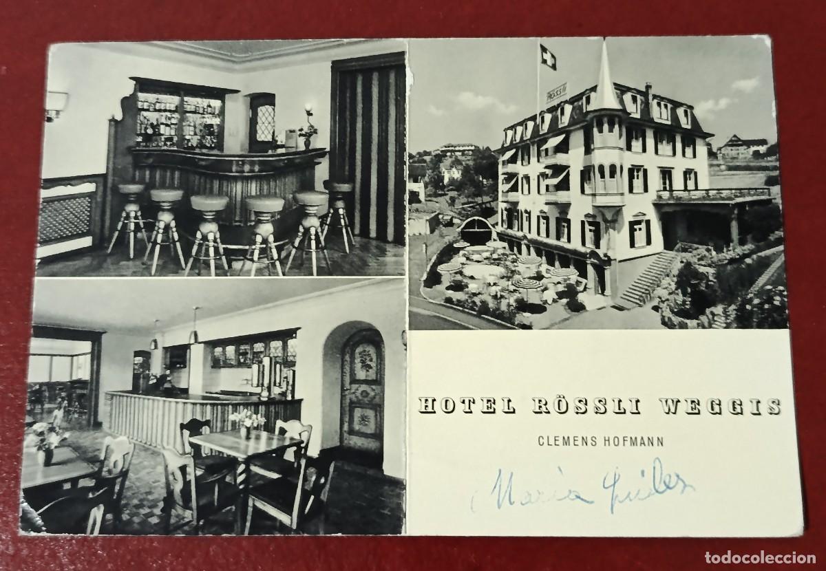 Postcards: POSTAL BLANCO Y NEGRO DEL HOTEL ROSSLI EN WEGGIS - SUIZA