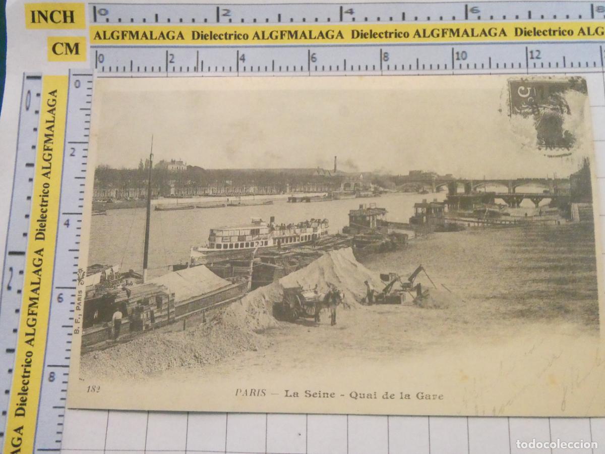 Postales: ANTIGUA POSTAL FACS&Iacute;MIL LA FRANCIA DE OTRO TIEMPO. PARIS MUELLE R&Iacute;O SENA QUAI DE LA GARE. 1049
