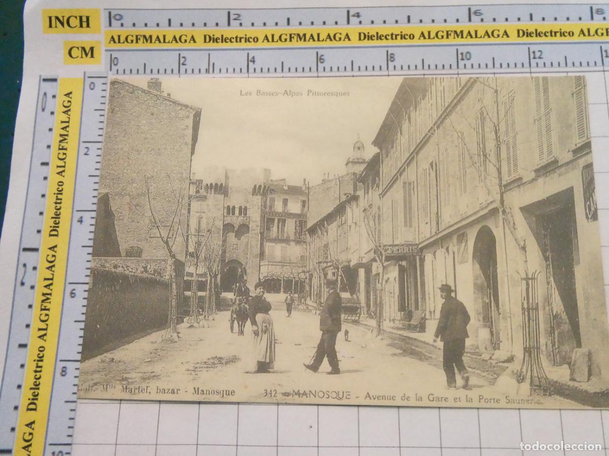 Postales: ANTIGUA POSTAL FACS&Iacute;MIL LA FRANCIA DE OTRO TIEMPO. MANOSQUE AVENUE DE LA GARE ET LA PORTE SAUN. 1051