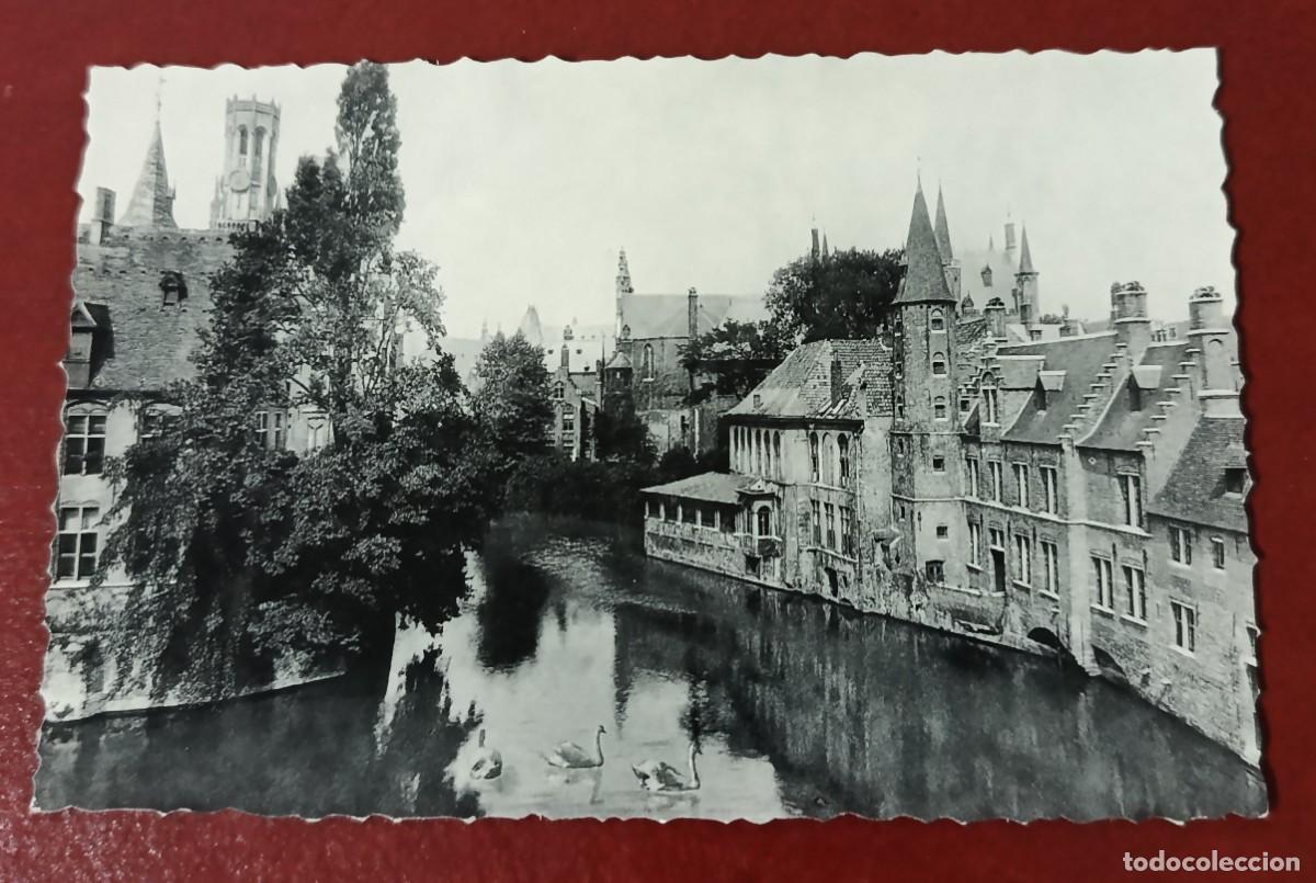Postkarten: POSTAL BLANCO Y NEGRO CANAL ROZENHOEDKAAI - MUELLE DEL ROSARIO - BRUJAS - B&Eacute;LGICA
