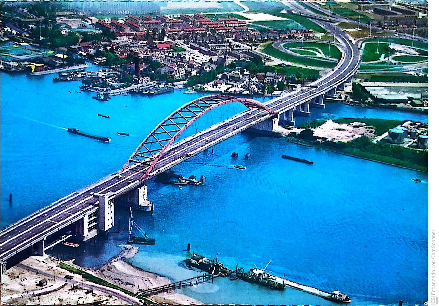 Postales: R&oacute;terdam. 971/146 Van Brienenoordbrug, puente de arco de doble tablero sobre el r&iacute;o Nieuwe Maas. Usa
