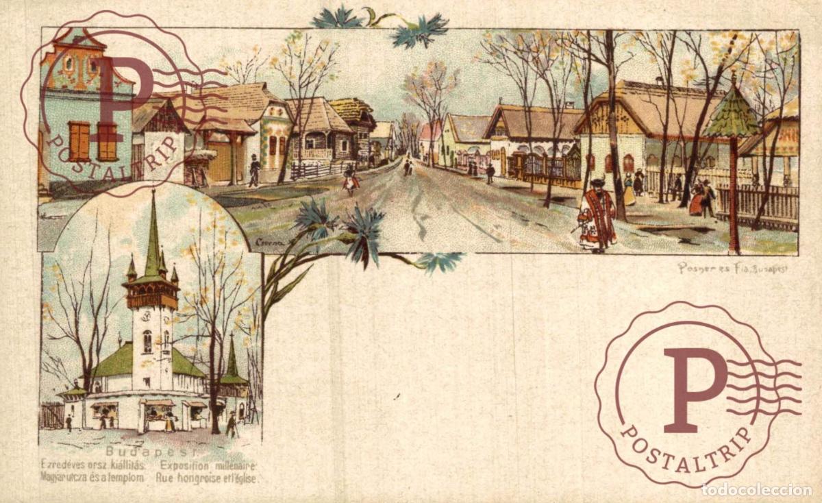 Cartoline: HUNGRIA HUNGARY. Budapest : Exposition mill&eacute;naire : rue hongroise et &eacute;glise