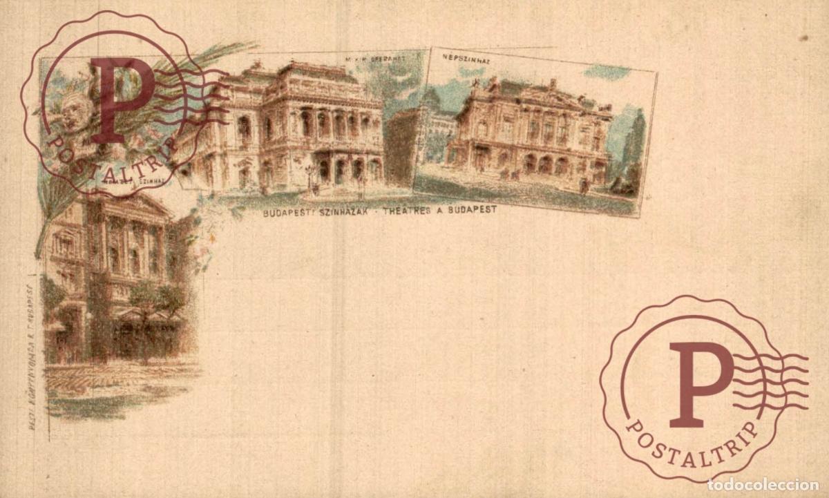 Postales: HUNGRIA HUNGARY. Budapest Theatres &agrave; Budapest. LITHO. TEATRO