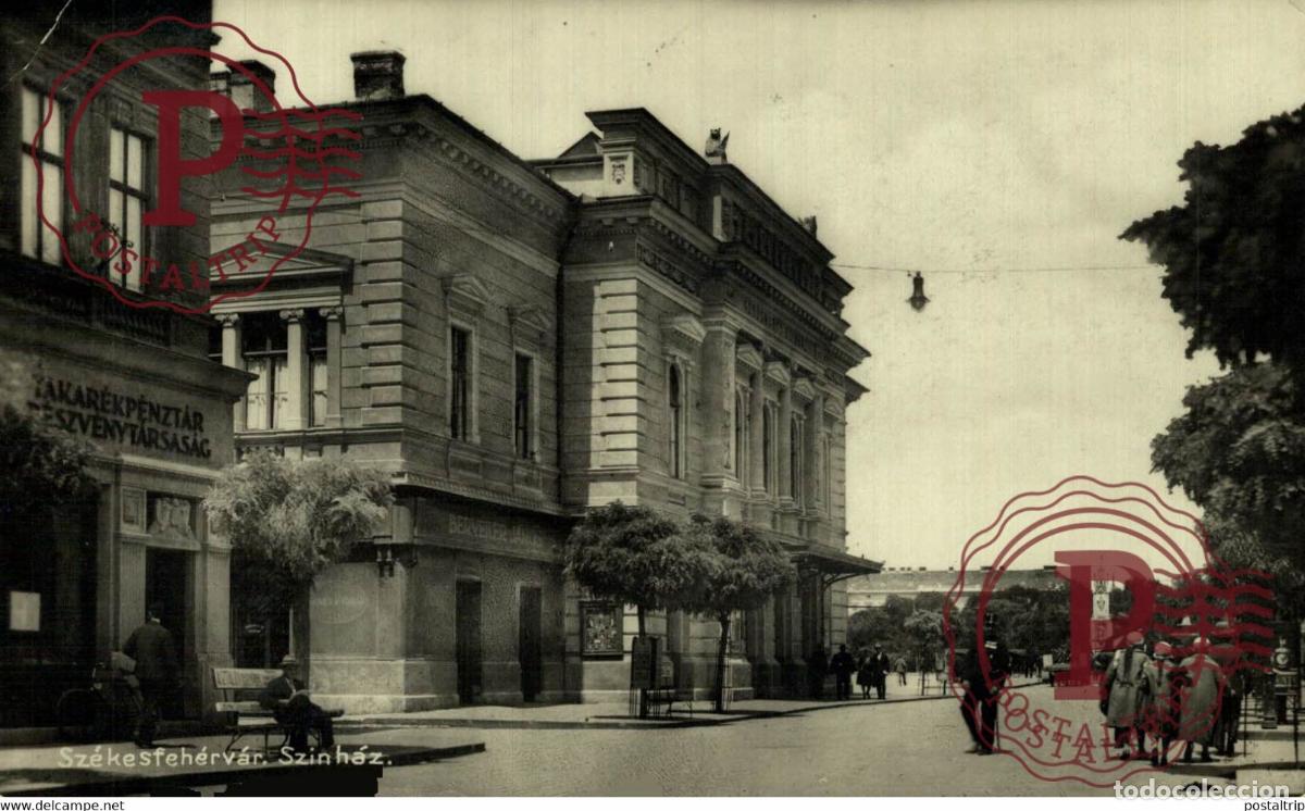 Cartoline: RPPC CARTE PHOTO SZEKESFEHERVAR SZINHAZ HUNGRIA HUNGARY. Ungheria