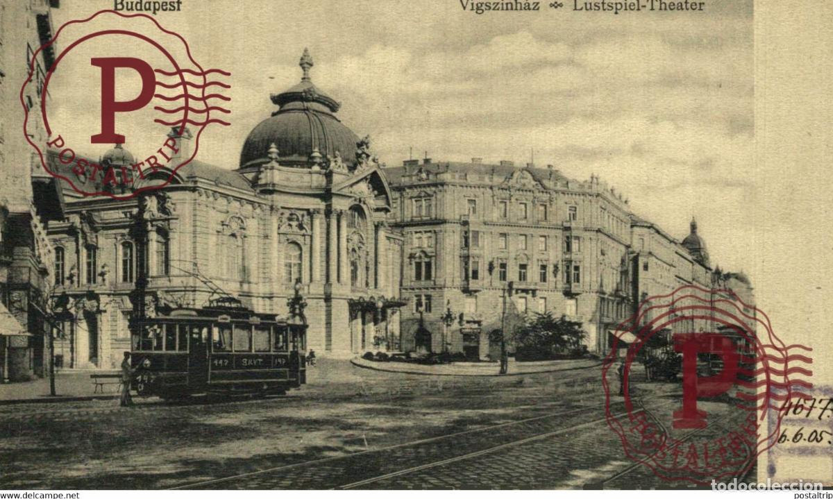 Cartoline: BUDAPEST VIGSZINHAZ LUSTSPIEL THEATER TRAMWAY TRAM HUNGRIA HUNGARY. Ungheria