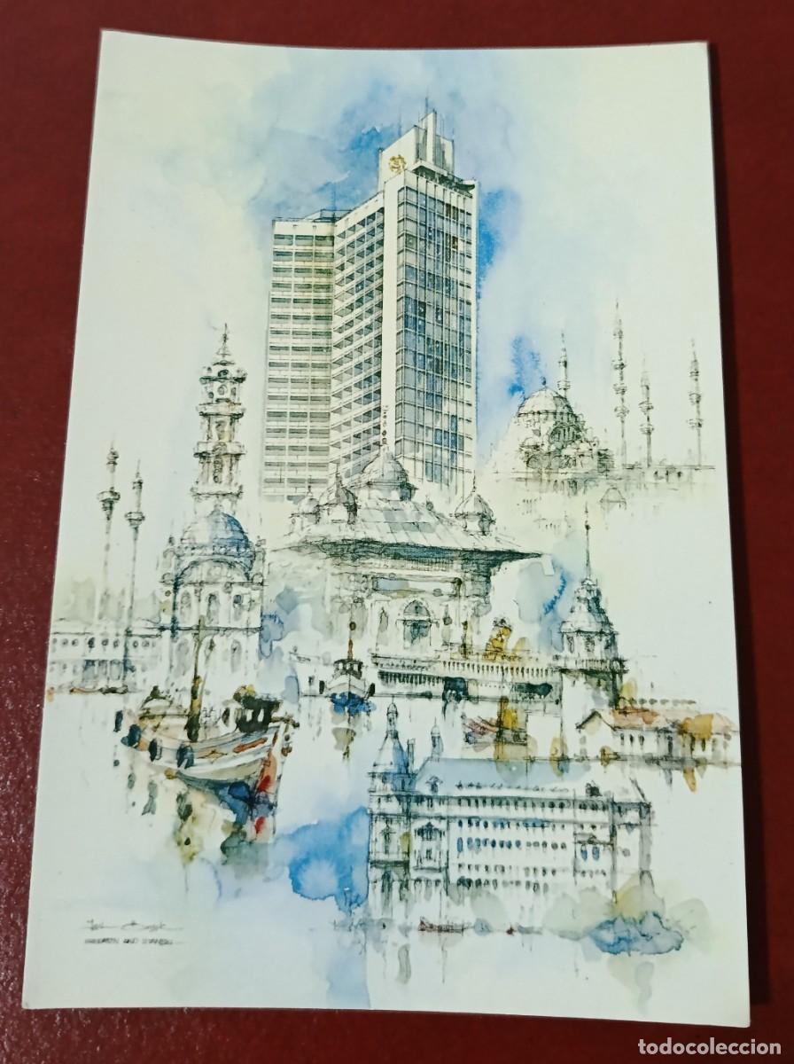Cartoline: POSTAL ACUARELA PANOR&Aacute;MICA ESTAMBUL - SHERATON HOTEL - TURQU&Iacute;A