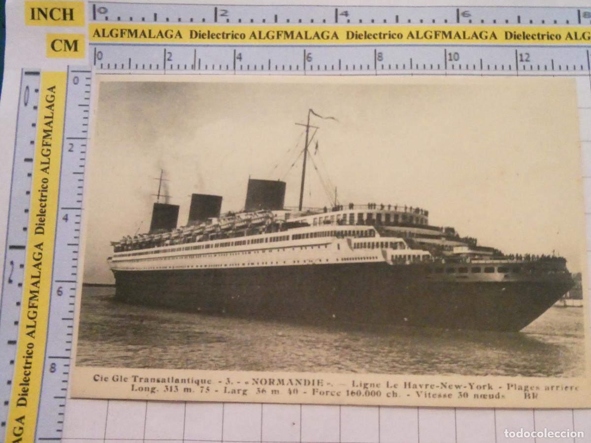Postales: ANTIGUA POSTAL FACS&Iacute;MIL LA FRANCIA DE OTRO TIEMPO. BARCO BUQUE TRASATL&Aacute;NTICO NORMANDIE 3081