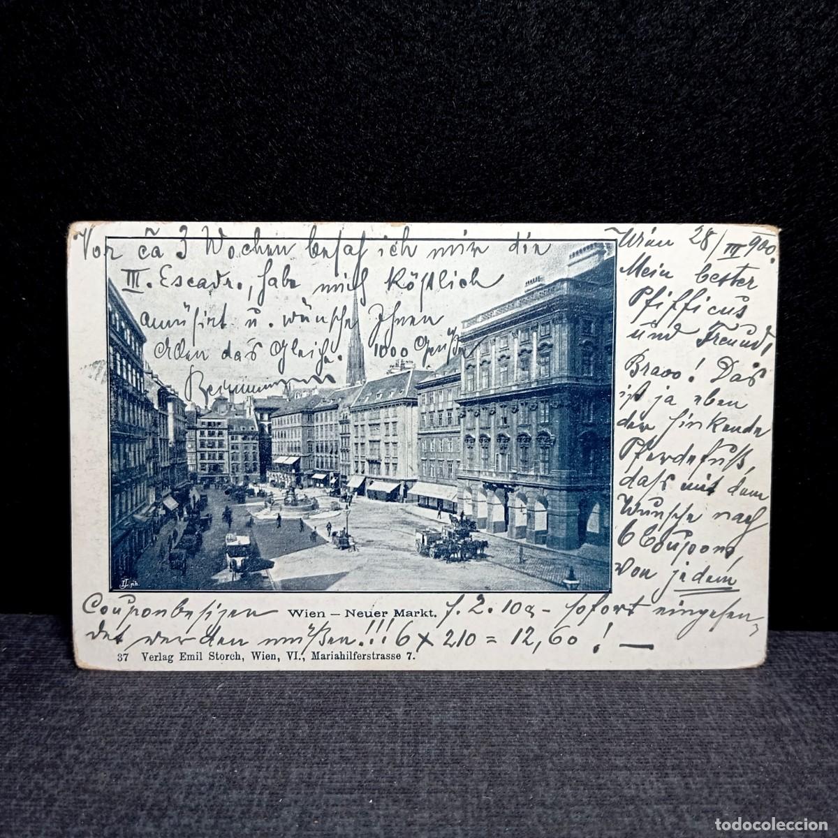 Postales: Postal Viena Austria 1900 Neuer Markt Imperio Austrohungaro Sello 5 Heller Matasellos Dobling