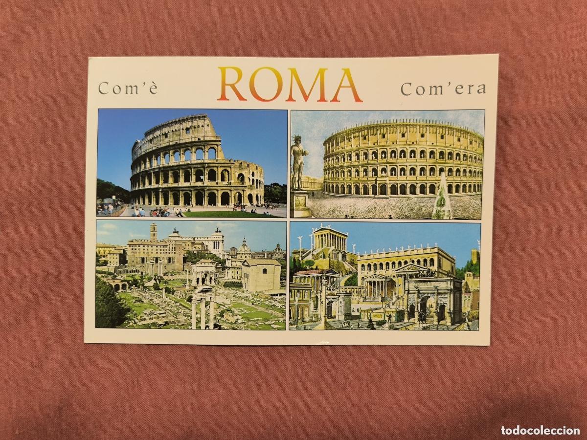 Postkarten: Postal Roma Com'&egrave; Com'era &ndash; Coliseo y Foro Antes y Ahora Italia