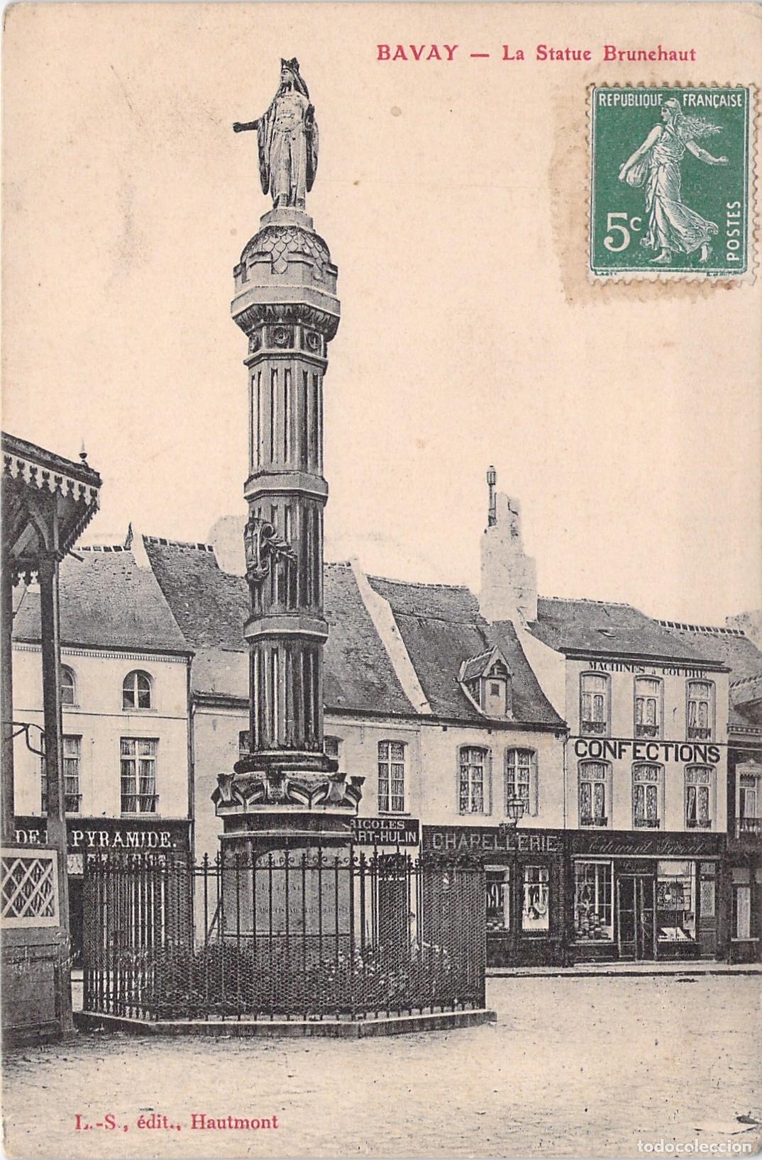 Cartoline: Postal de Bavay: La estatua de Brunehaut