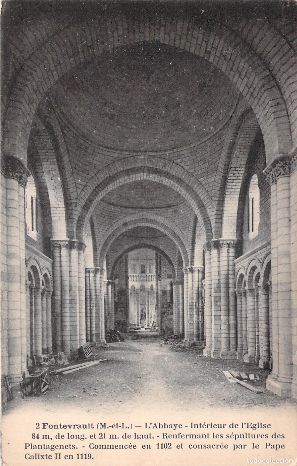Cartoline: Postal de la Abad&iacute;a de Fontevraud Interior de la Iglesia Francia