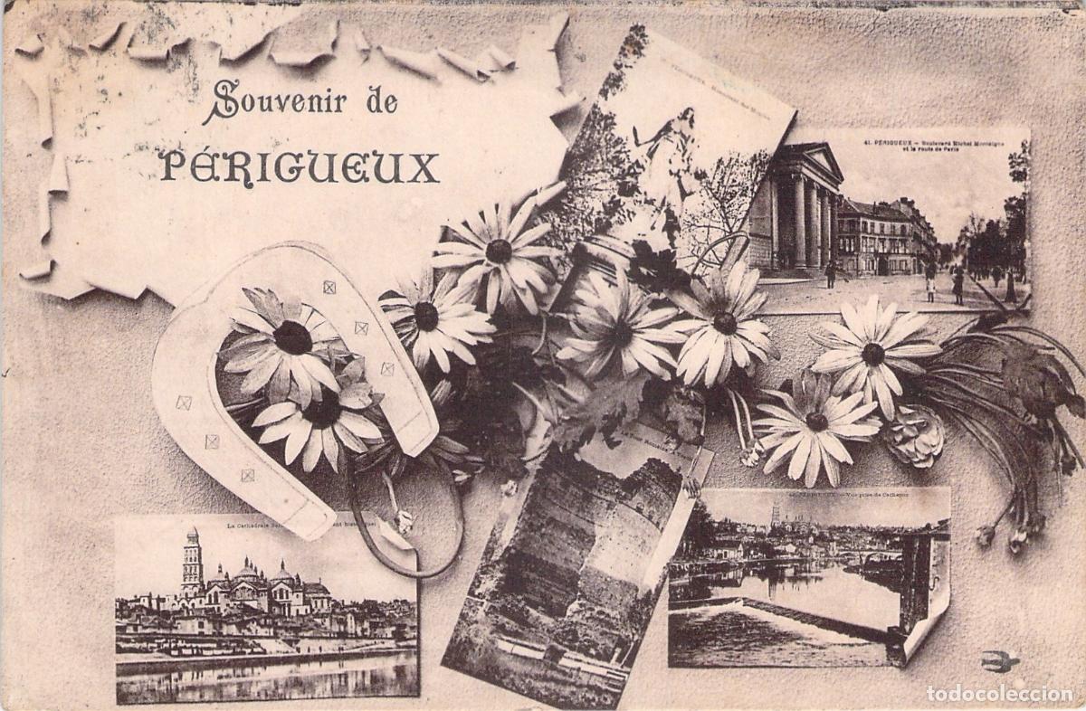 Cartoline: Postal de recuerdo de P&eacute;rigueux con flores