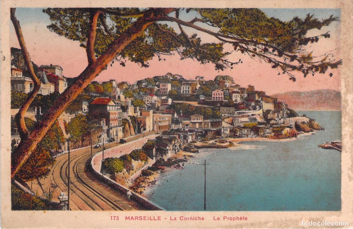 Cartoline: Postal de Marsella, La Corniche y Playa Le Proph&egrave;te