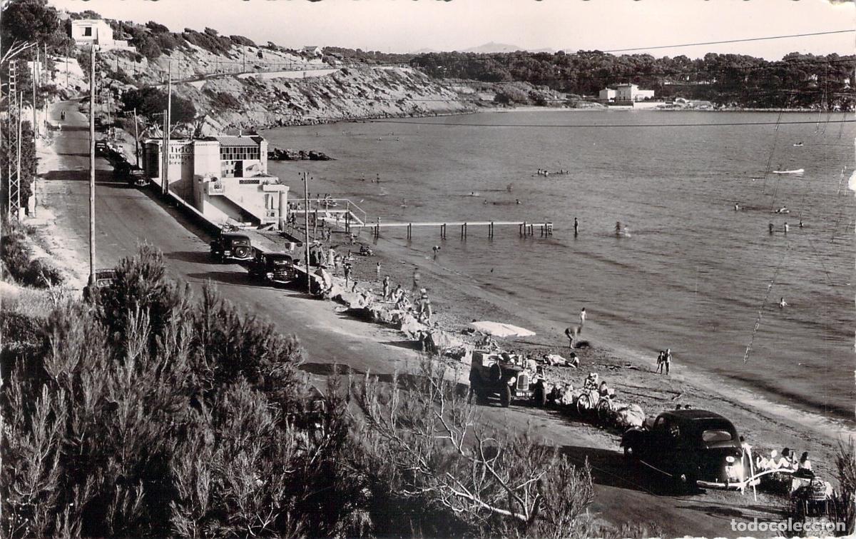 Postkarten: Postal de la playa de Bandol, Francia