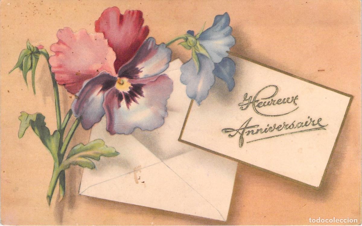 Postkarten: Postal de Cumplea&ntilde;os con Flores Pensamientos