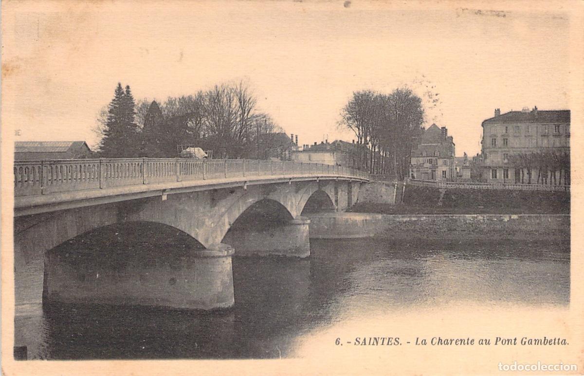 Postcards: Postal de Saintes, vista del r&iacute;o Charente y el puente Gambetta