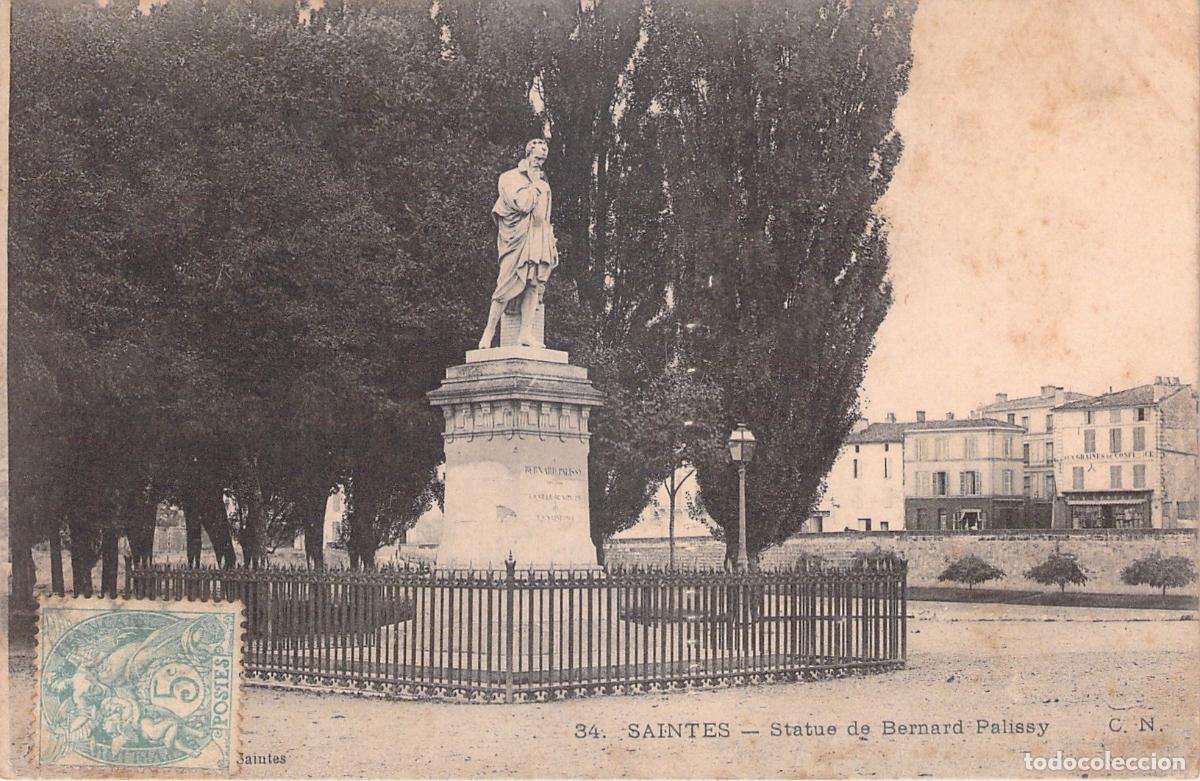 Postcards: Postal de la estatua de Bernard Palissy en Saintes, Francia