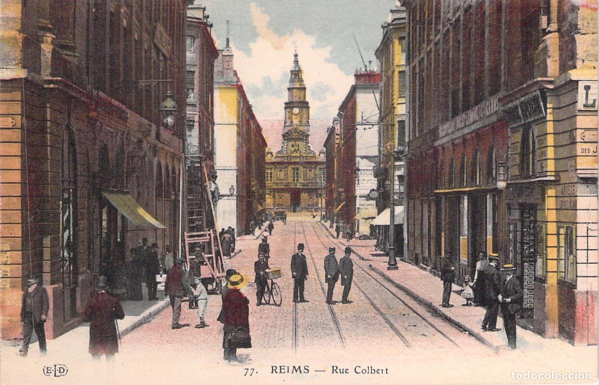 Postcards: Postal de Reims, Rue Colbert vista urbana
