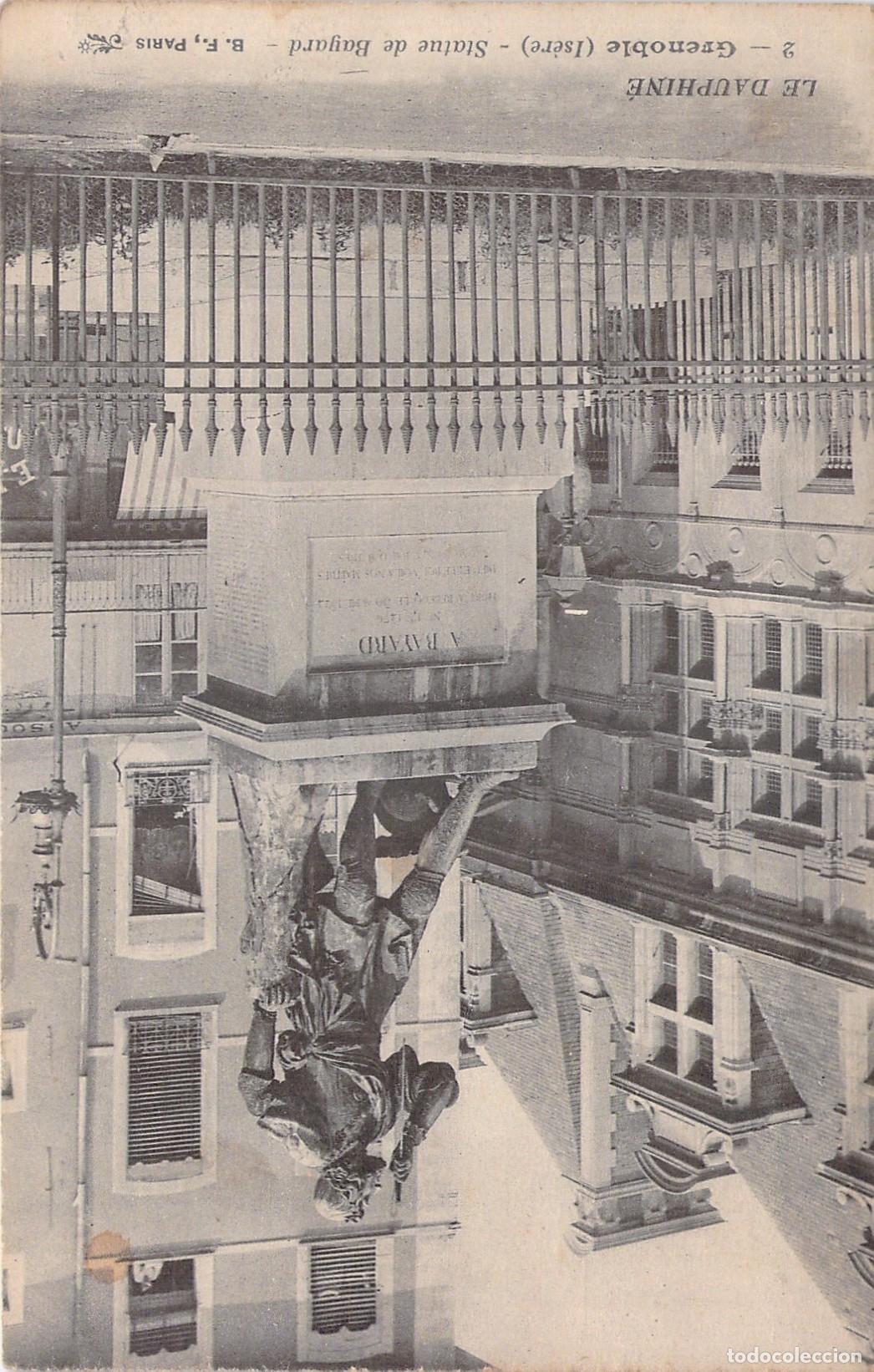 Postkarten: Postal de la estatua de Bayard en Grenoble, Francia