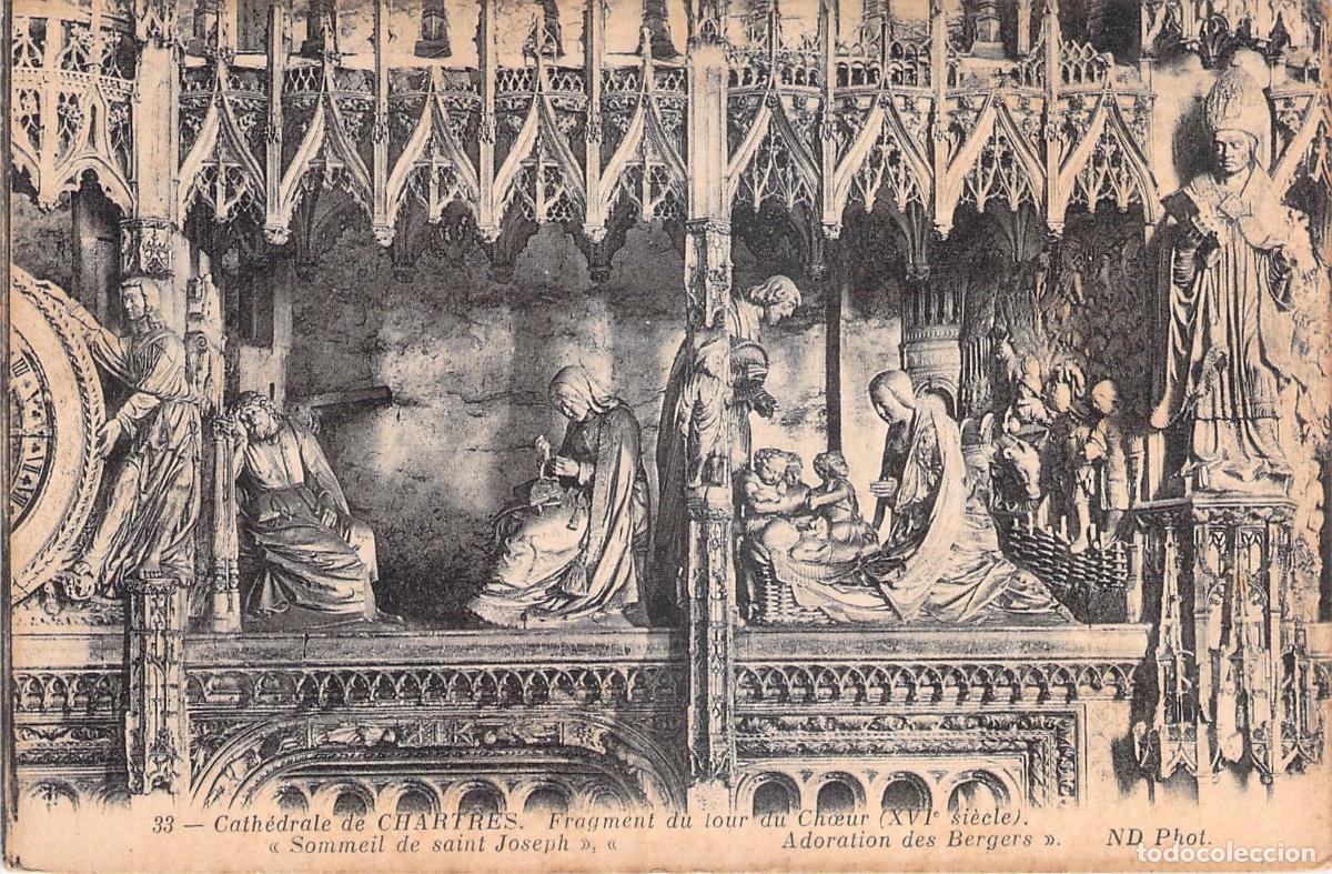 Postkarten: Postal de la Catedral de Chartres Escultura del Coro
