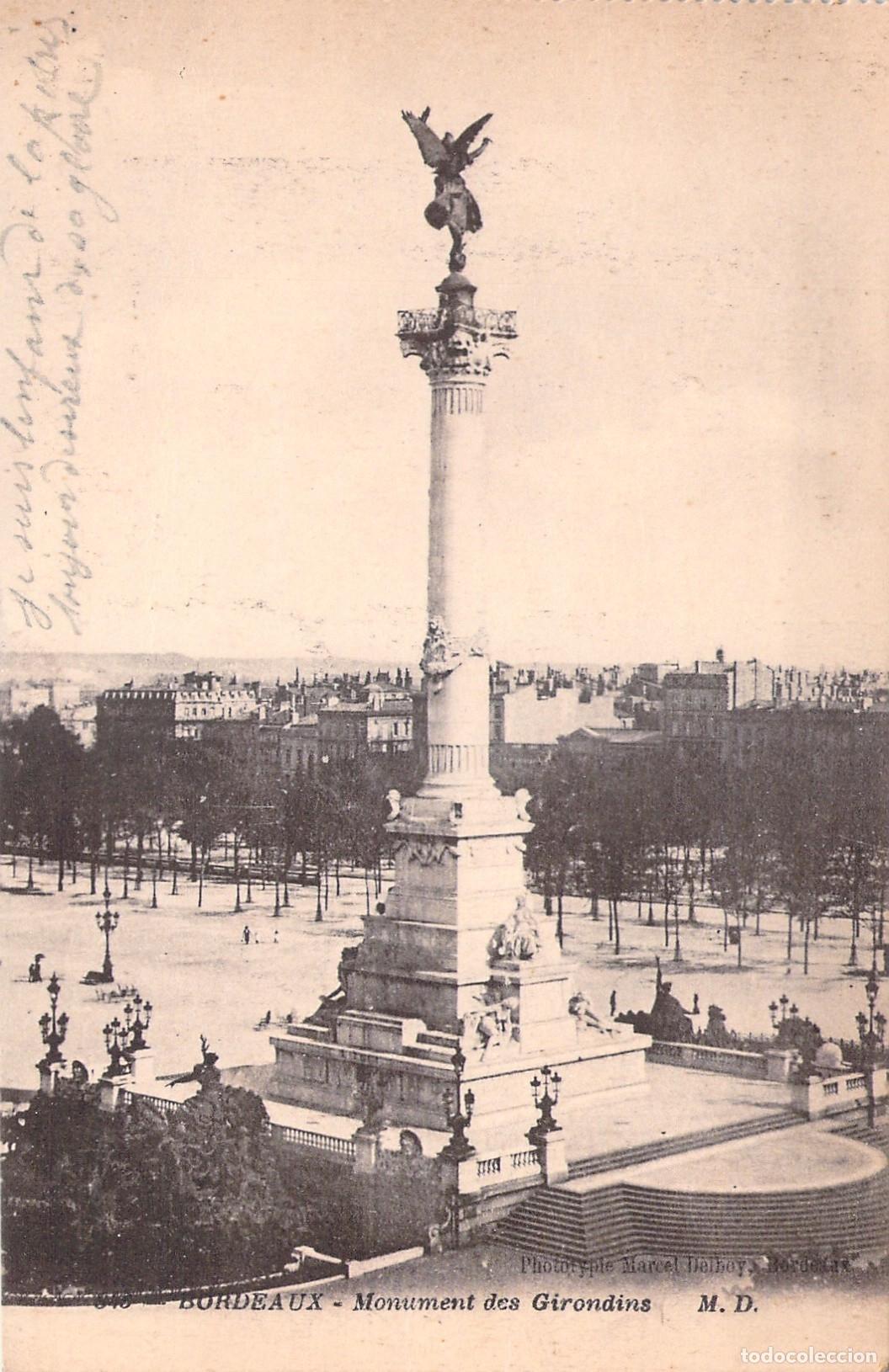 Postcards: Postal de Burdeos Monumento a los Girondinos