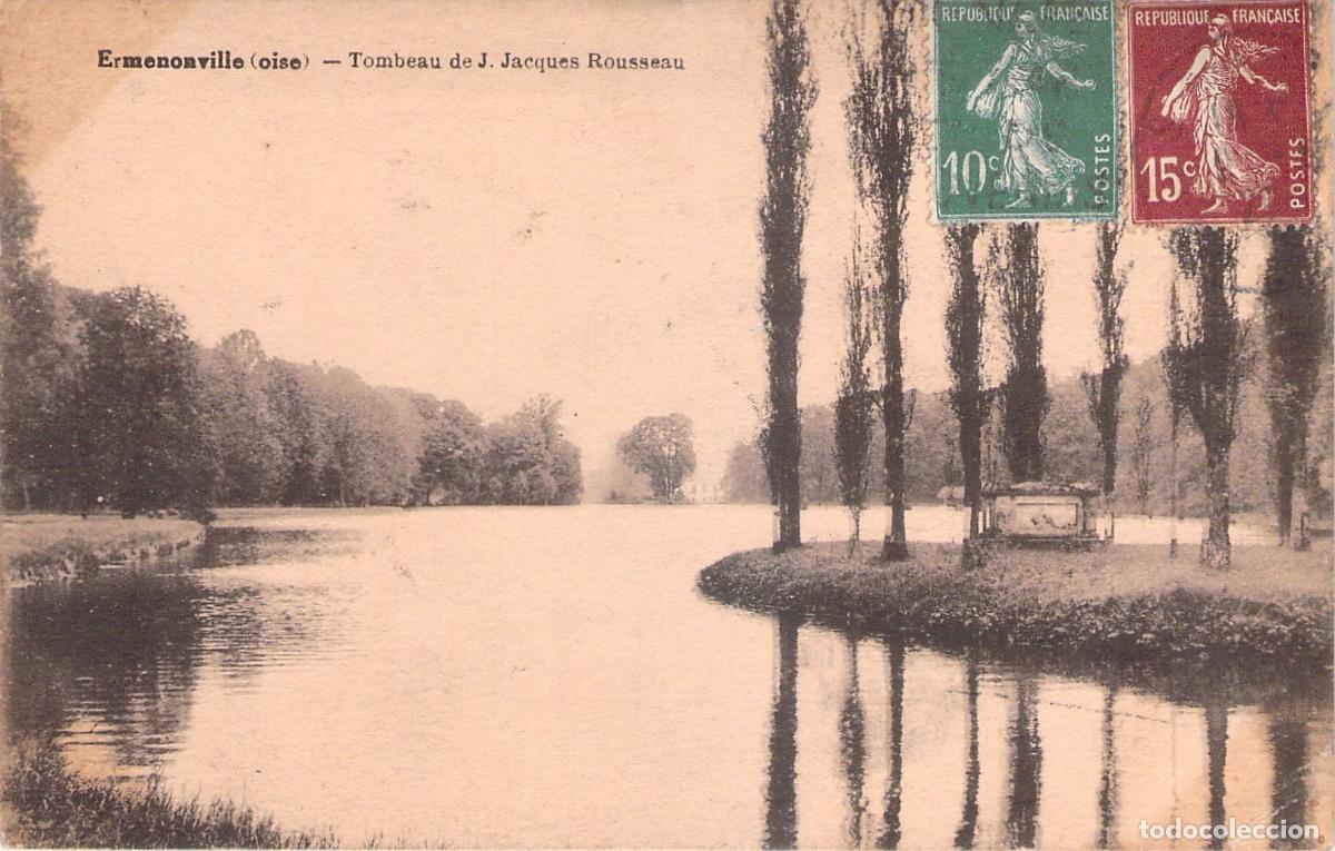 Postales: Postal de Ermenonville con la Tumba de Jean-Jacques Rousseau