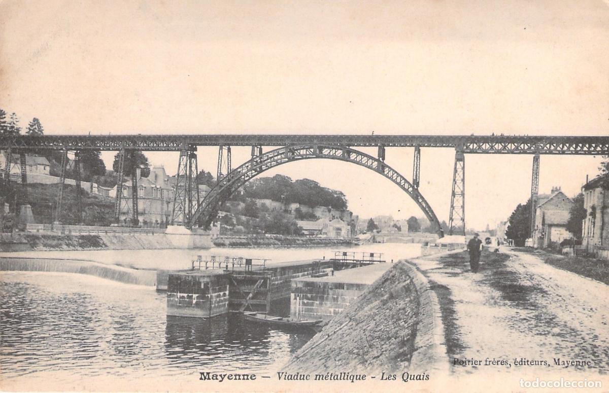 Postales: Postal de Mayenne Viaducto Met&aacute;lico y los Muelles Francia