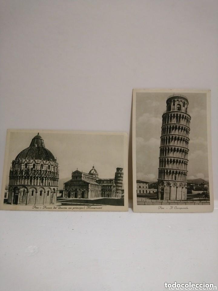 Postkarten: 2 antiguas postales de Italia. Pissa - Il Campanile (1932, Milano) & Pisa - Piazza del Duomo 14x9 cm