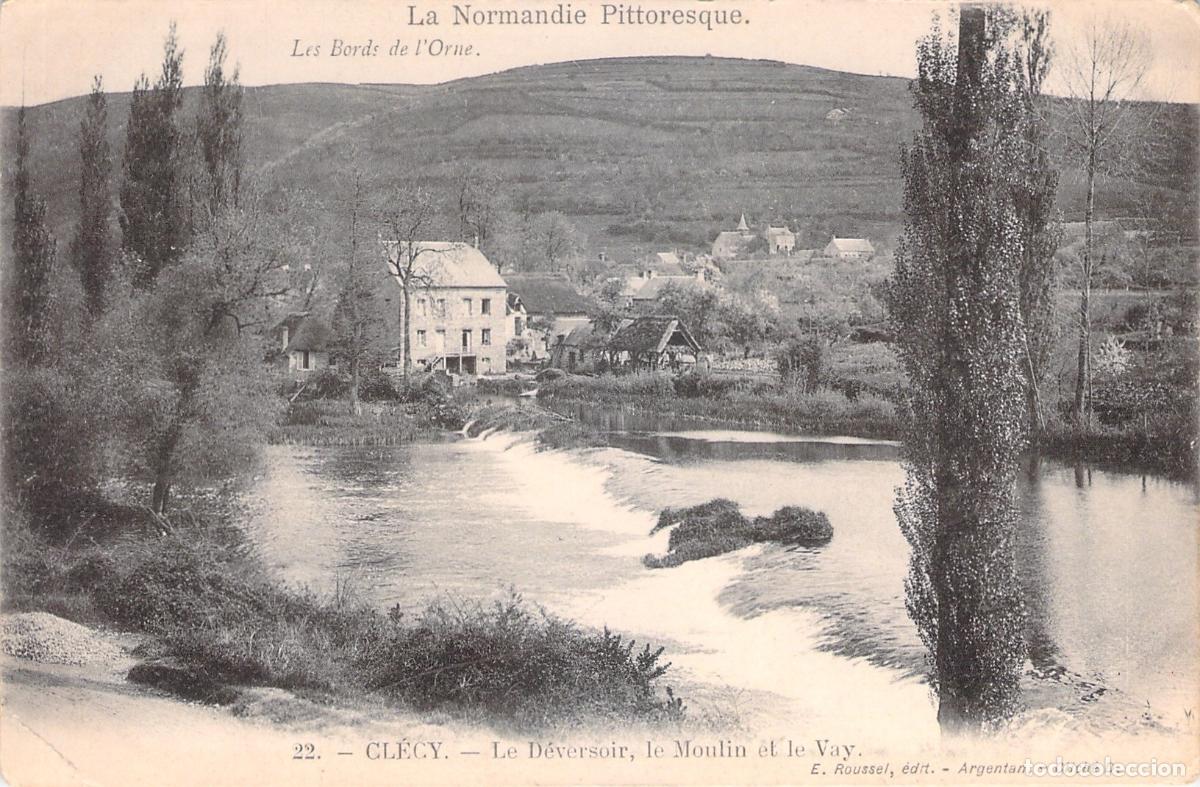 Postales: Postal de Cl&eacute;cy en Normand&iacute;a: Paisaje con el R&iacute;o Orne
