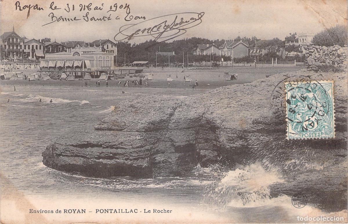 Postales: Postal de Pontaillac, playa y rocas en Royan