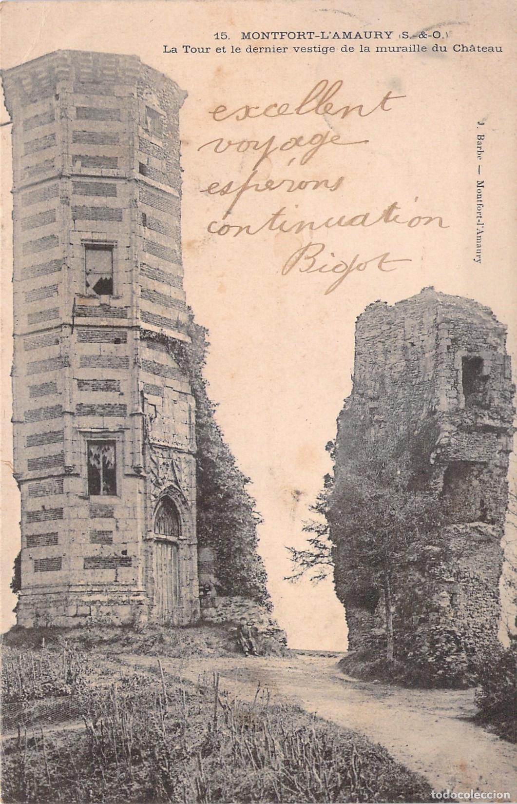 Postales: Postal de la Torre Anne de Bretagne en Montfort-l'Amaury, Francia