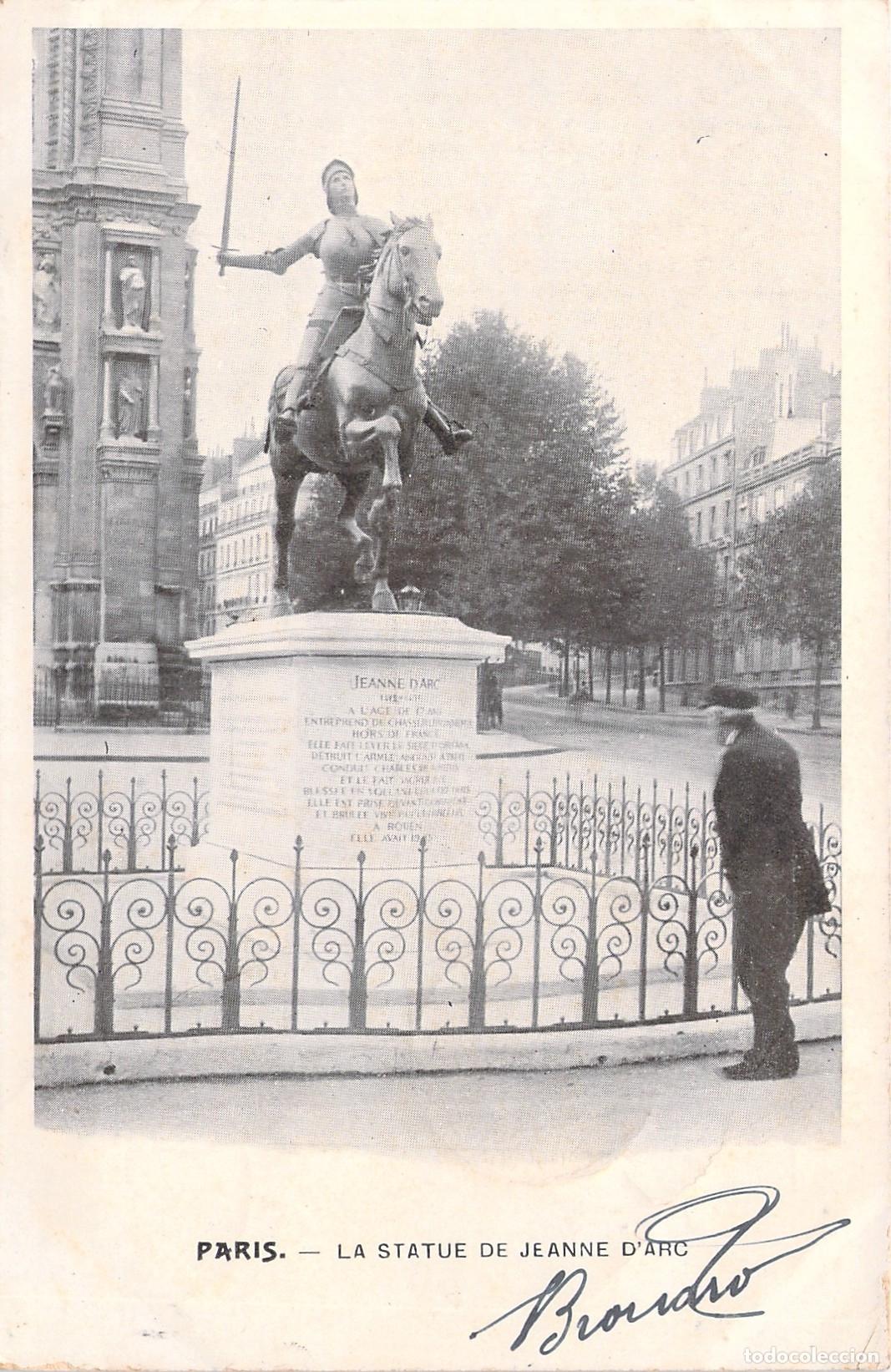 Postais: Postal de la estatua de Juana de Arco en Par&iacute;s