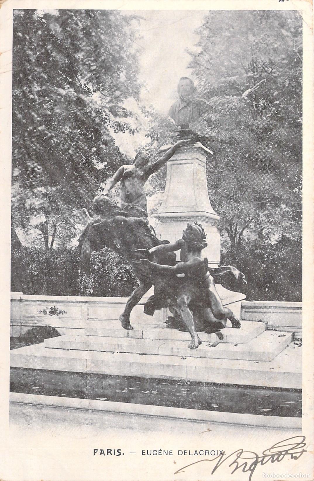 Postkarten: Postal de Paris: Monumento a Eug&egrave;ne Delacroix en Jardines