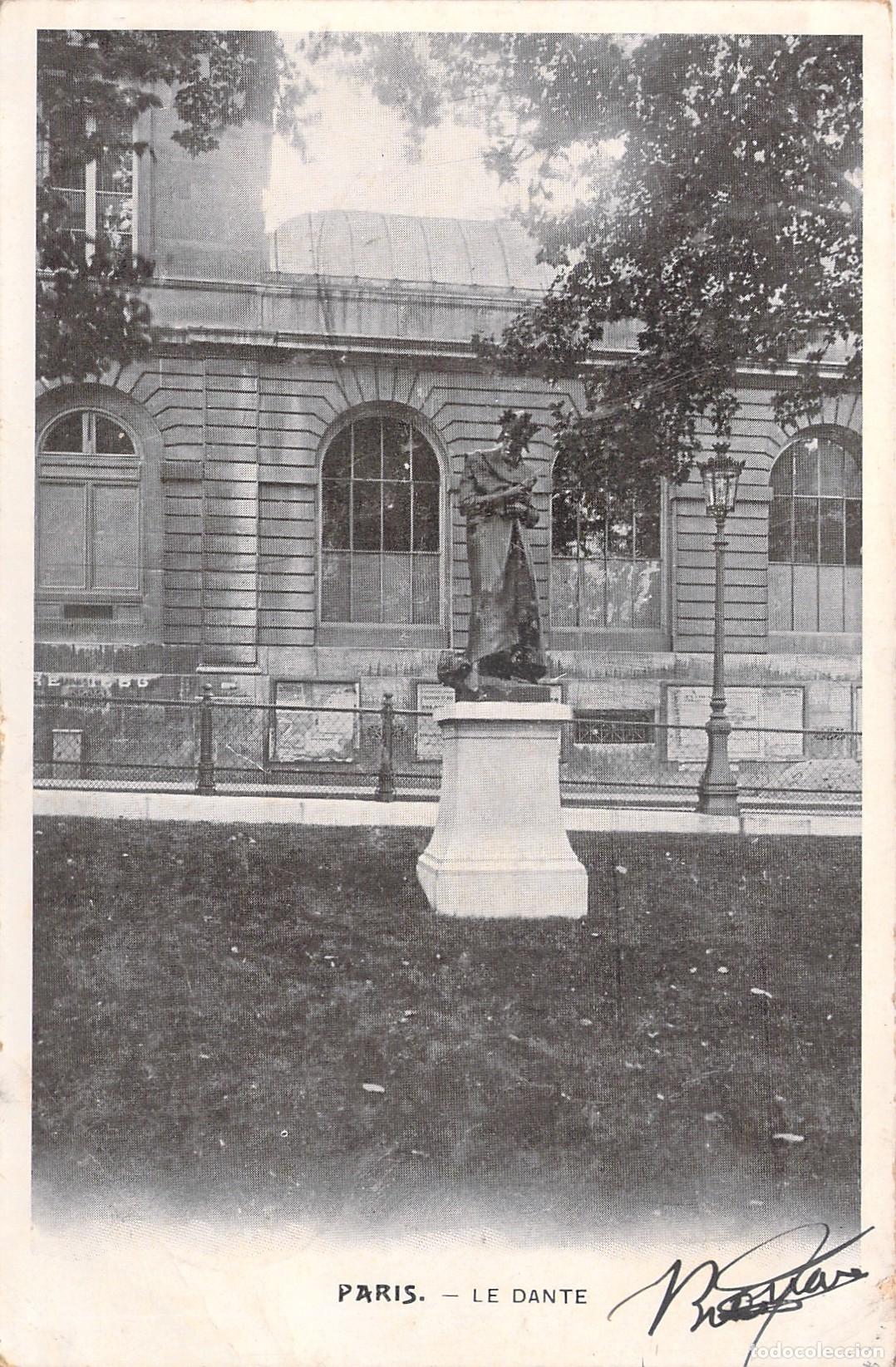 Cartoline: Postal de Par&iacute;s, estatua de Dante Alighieri