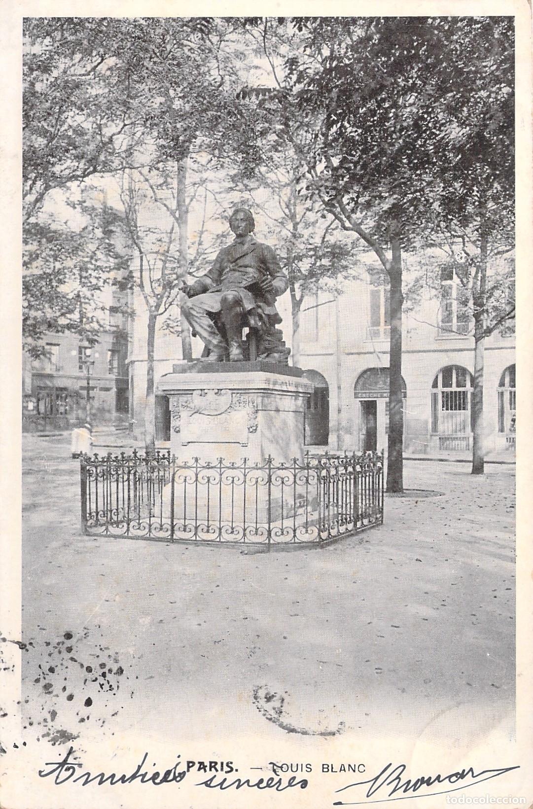 Postkarten: Postal antigua de la estatua de Louis Blanc en Par&iacute;s