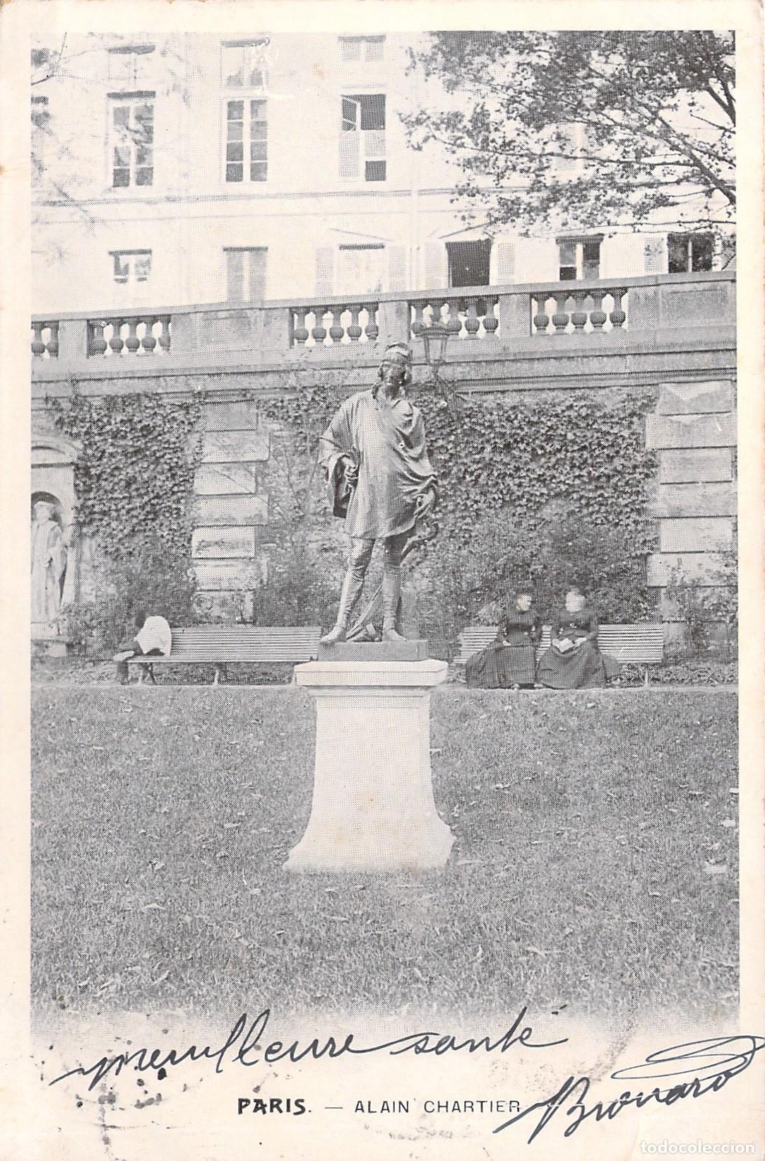 Cartes Postales: Postal de la estatua de Alain Chartier en Par&iacute;s, Francia
