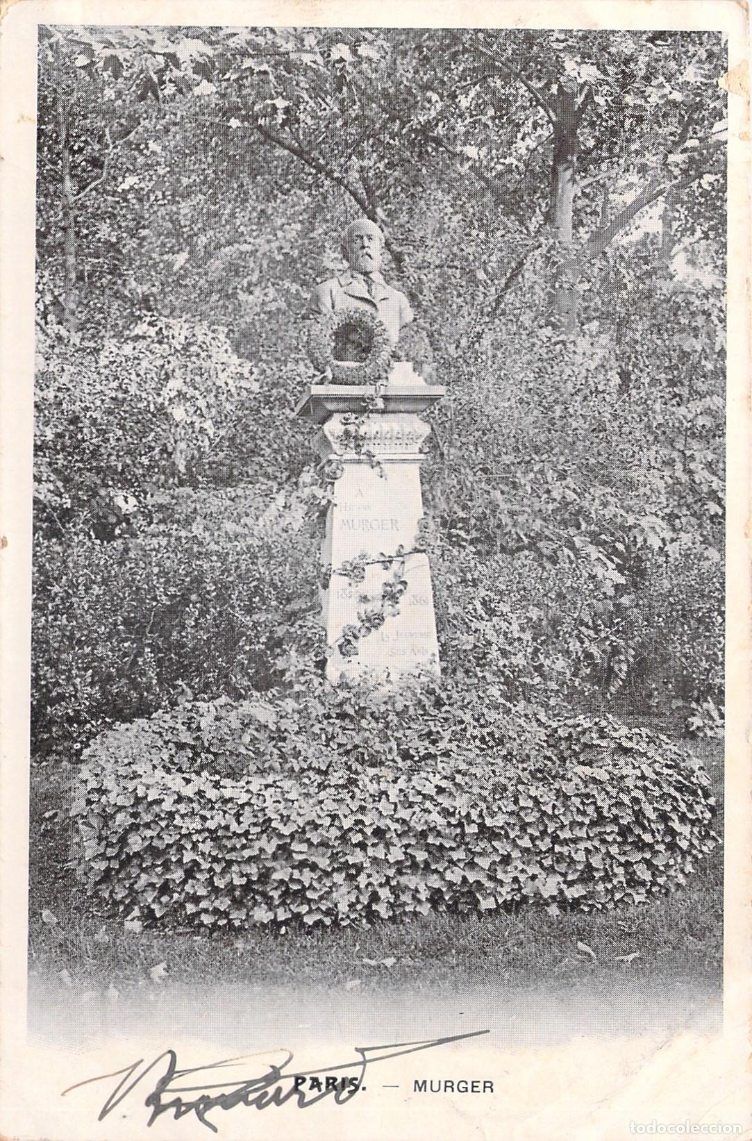 Postkarten: Postal del monumento a Henri Murger en los Jardines de Luxemburgo, Par&iacute;s