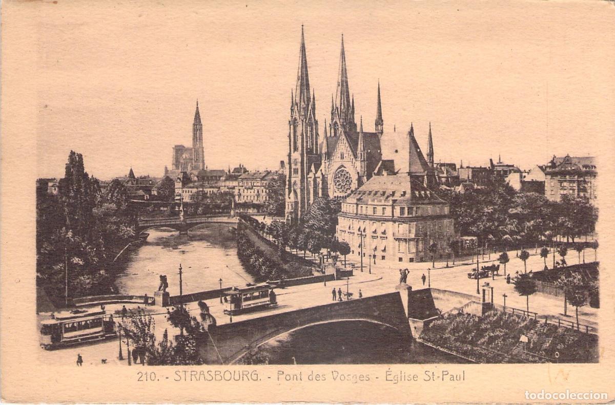 Cartes Postales: Postal de Strasbourg, Pont des Vosges y la Iglesia de San Pablo