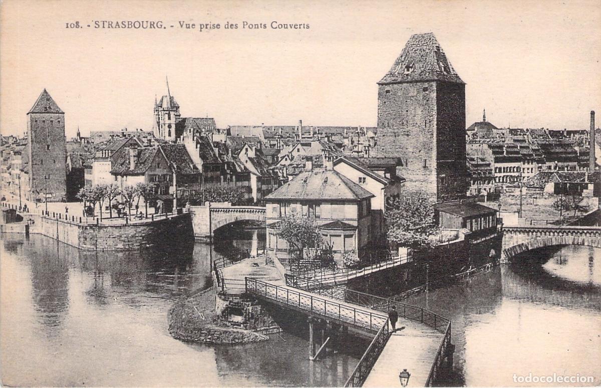 Postkarten: Postal de los Ponts Couverts en Estrasburgo Francia