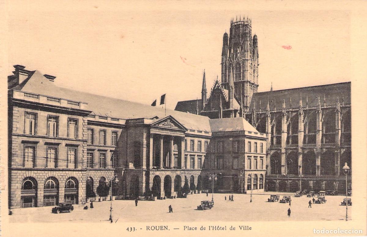 Postkarten: Postal de la Plaza del Ayuntamiento en Rouen, Francia
