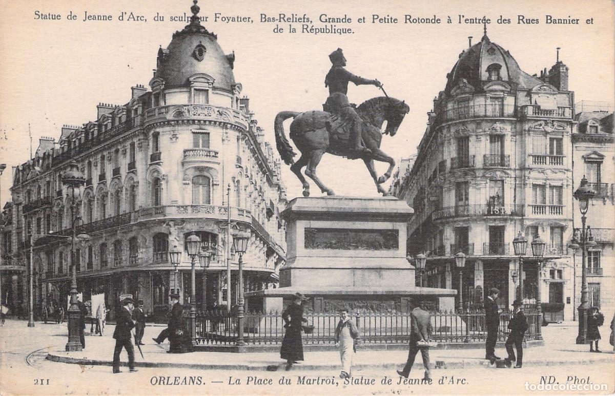 Postkarten: Postal de la estatua de Juana de Arco en Orleans, Francia