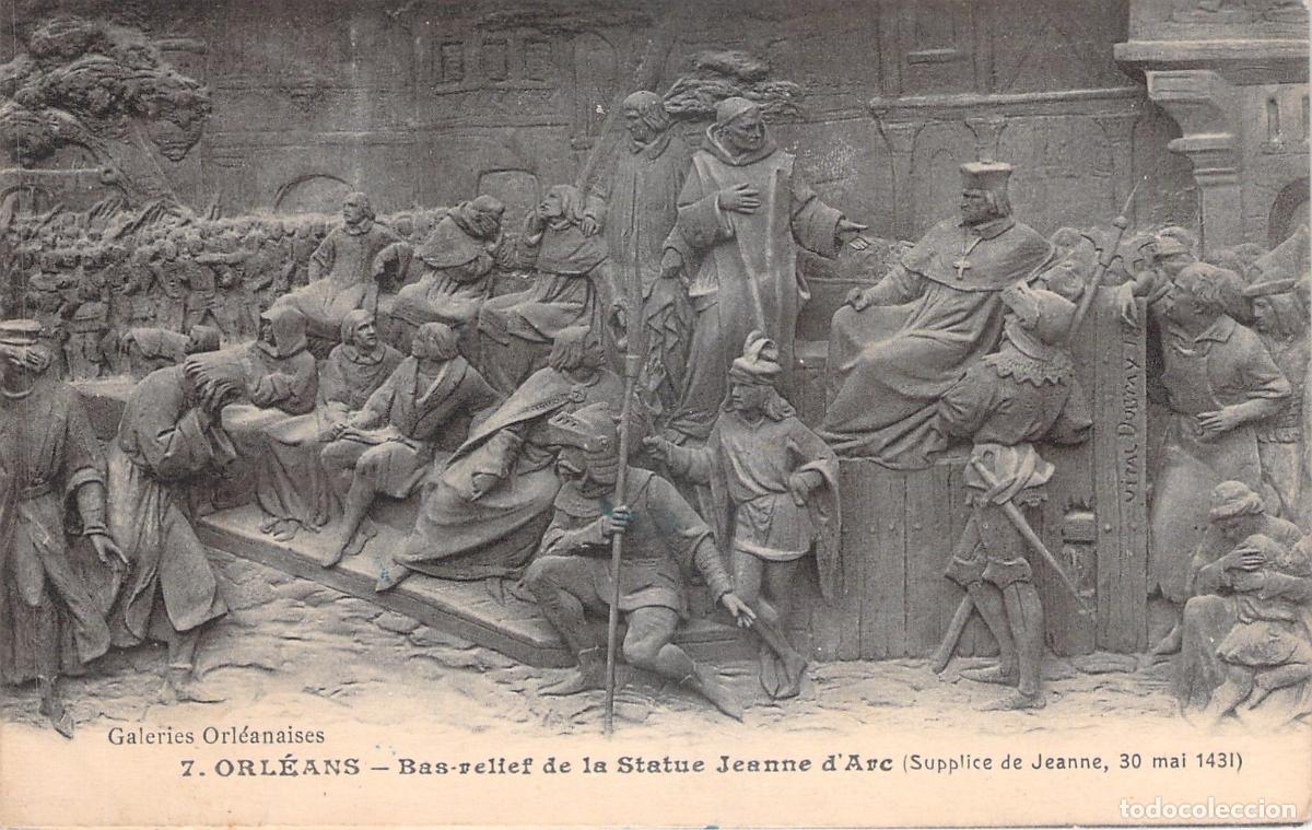 Postkarten: Postal de Orleans Francia, Bas-relieve de la Estatua de Juana de Arco