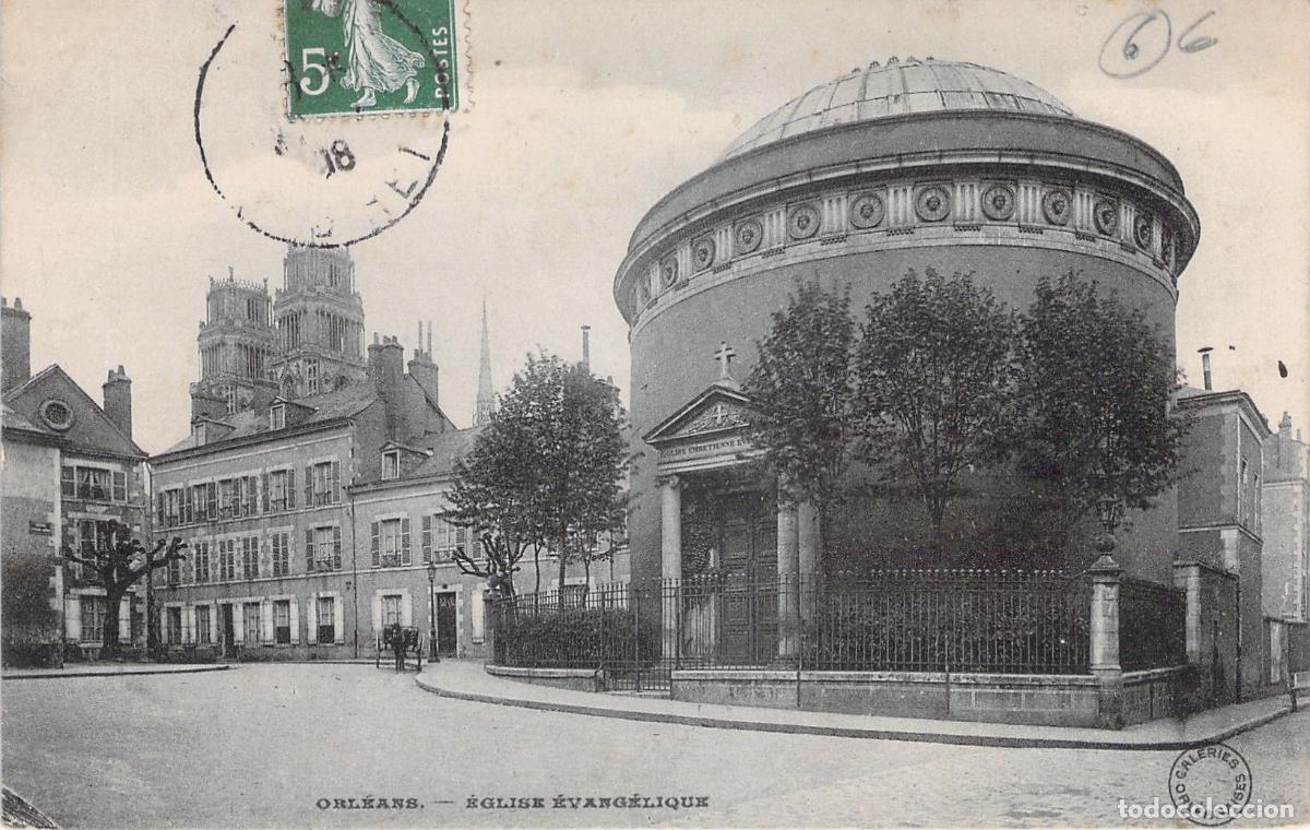 Postkarten: Postal de la &Eacute;glise &Eacute;vang&eacute;lique en Orleans, Francia