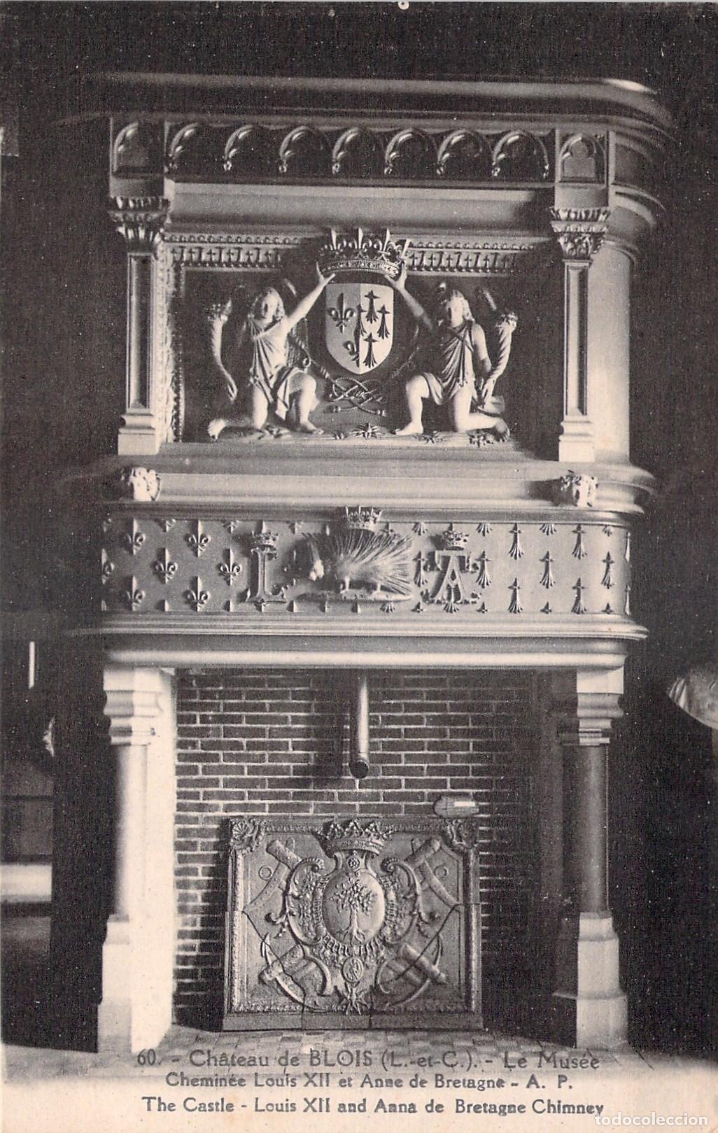 Cartoline: Postal Castillo de Blois Chimenea de Luis XII y Ana de Breta&ntilde;a