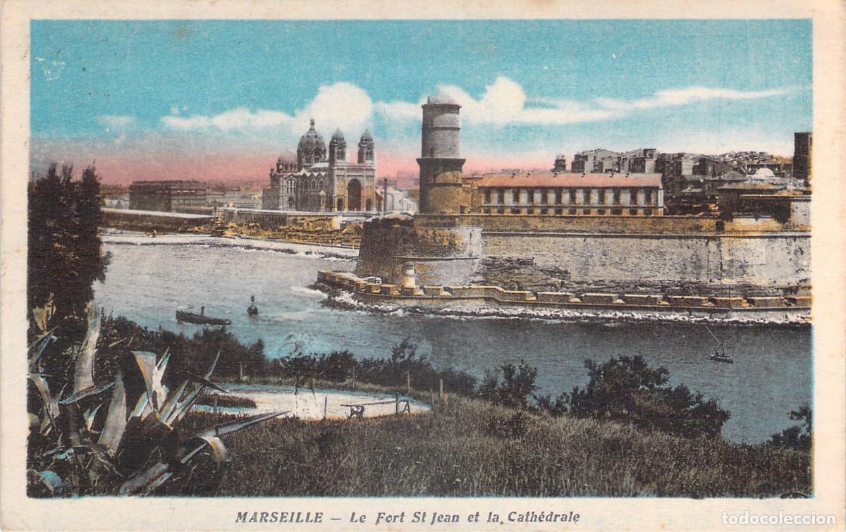 Cartoline: Postal de Marsella: Fuerte Saint-Jean y la Catedral