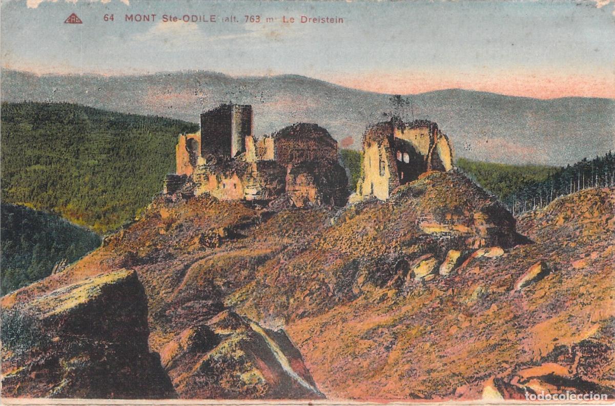 Postkarten: Postal de las ruinas de Le Dreistein en Mont Ste-Odile, Francia
