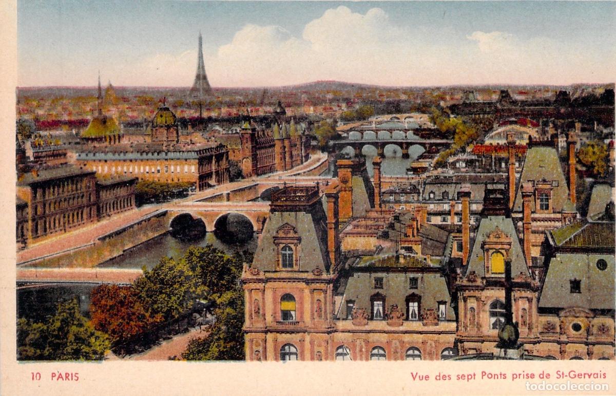 Postkarten: Postal de Par&iacute;s: Vista de los siete puentes desde Saint-Gervais