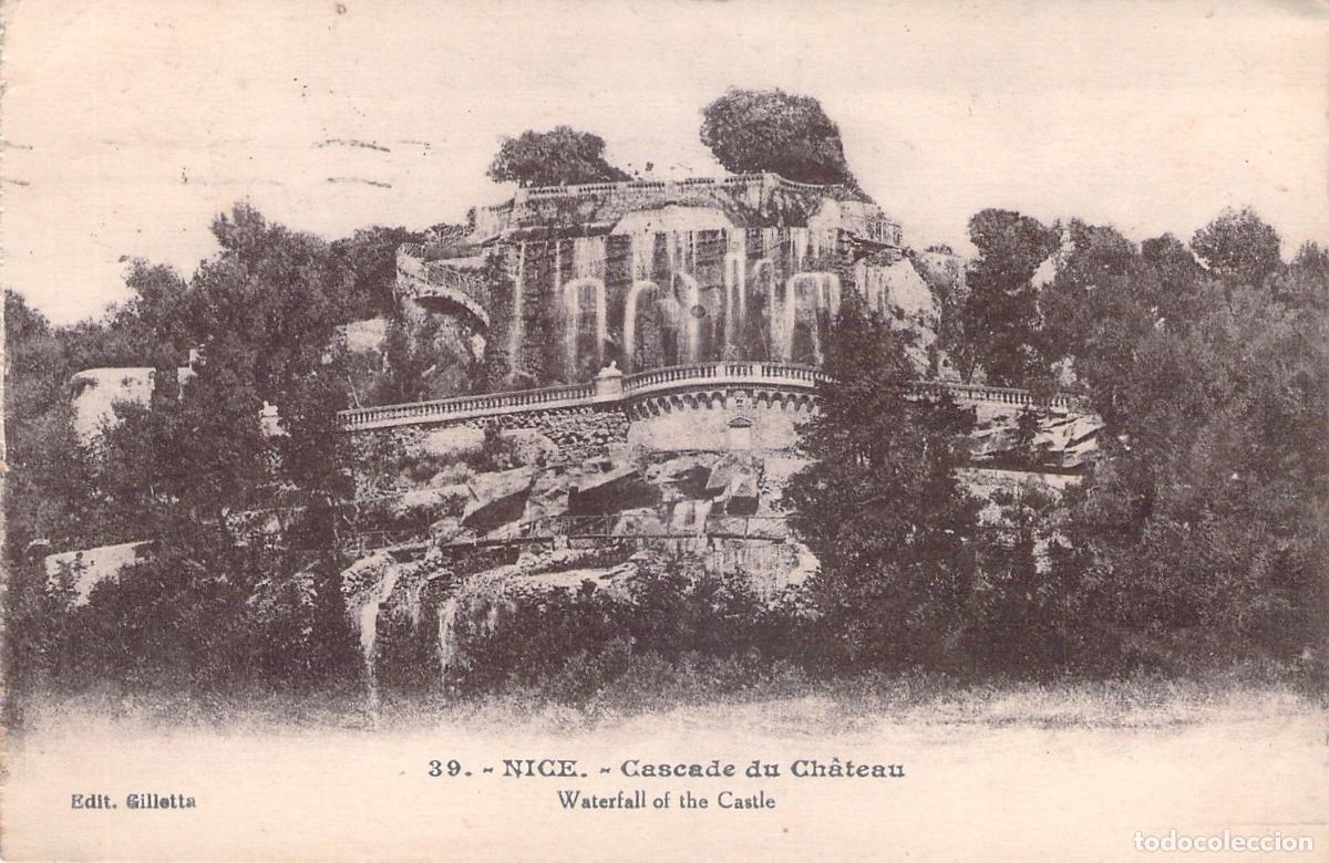Cartoline: Postal de la Cascada del Castillo en Niza, Francia