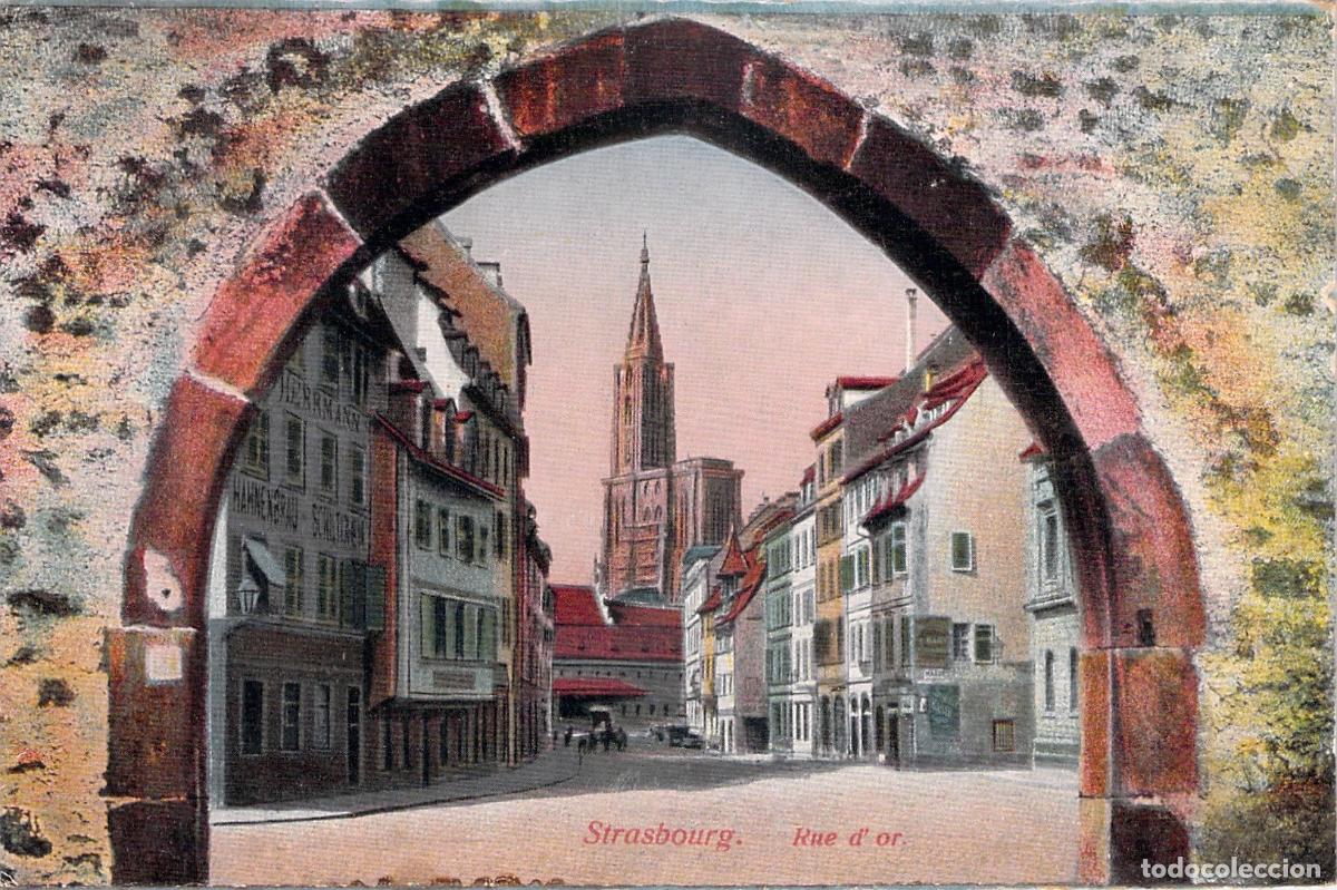 Postcards: Postal de Strasbourg Rue d'Or con vista a la catedral