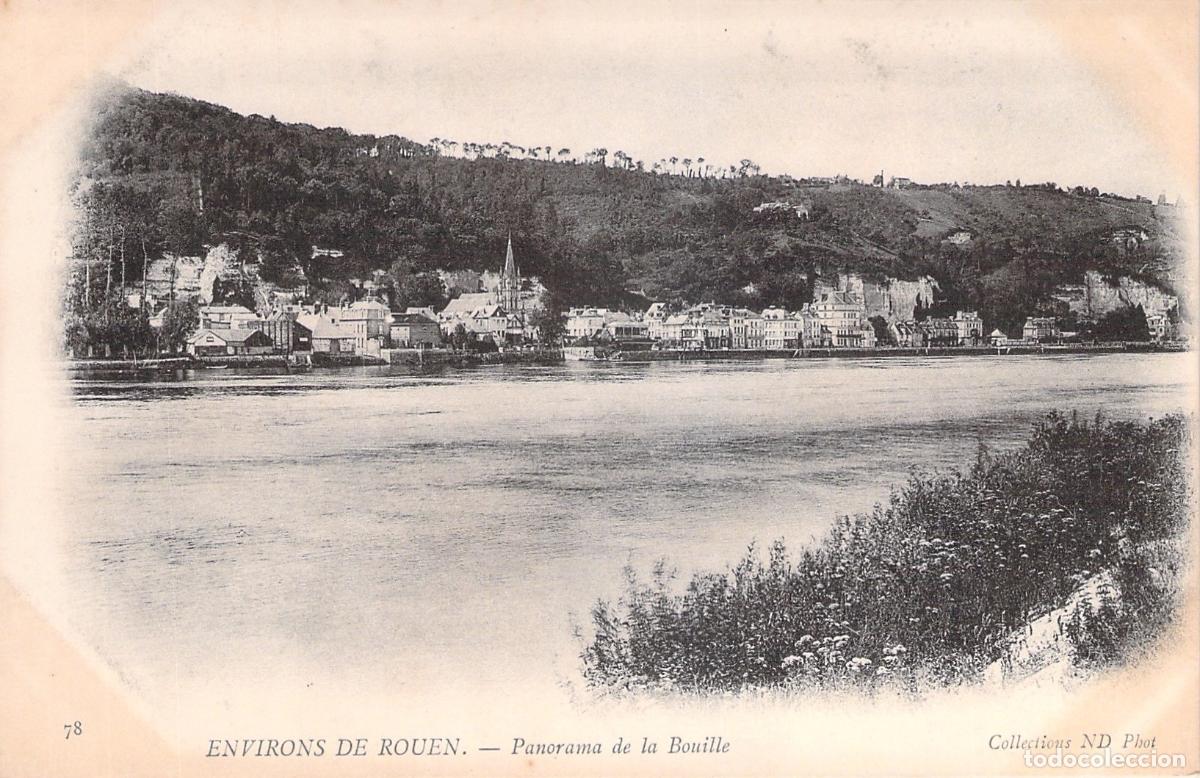 Postcards: Postal de La Bouille, panorama del r&iacute;o Sena cerca de Ruan, Francia